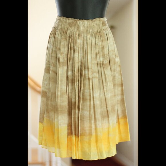 PRADA Tan and Yellow Skirt with Ruching - Picture 1 of 5